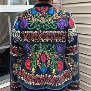 Boho style embroidered handmade jacket w/pockets